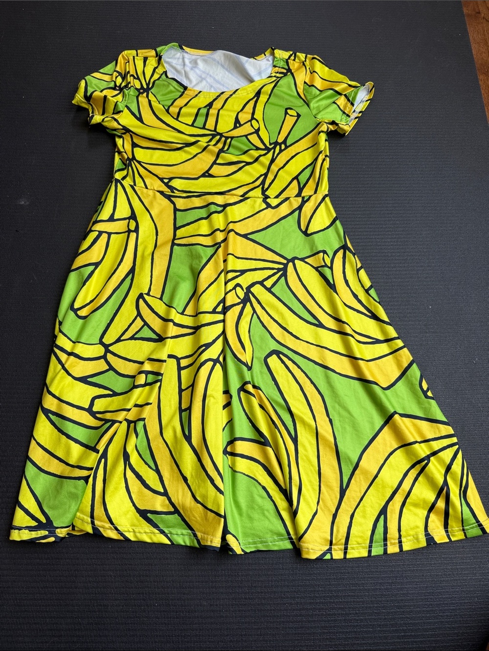 Kids Banana Print Dress - Yellow & Green